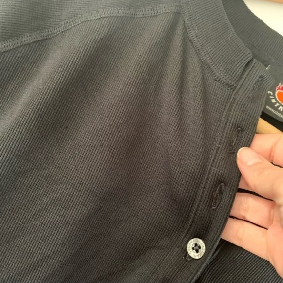 Cintamani Thermal Long Sleeve Henley Button Black Shirt Warm Button Tecnopile - Picture 11 of 11